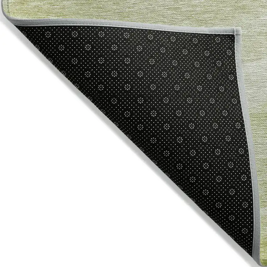 Artichoke Green And Ivory Abstract Washable Indoor Outdoor Area Rug Photo 3