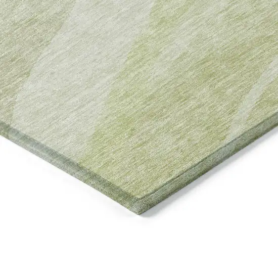 Artichoke Green And Ivory Abstract Washable Indoor Outdoor Area Rug Photo 4