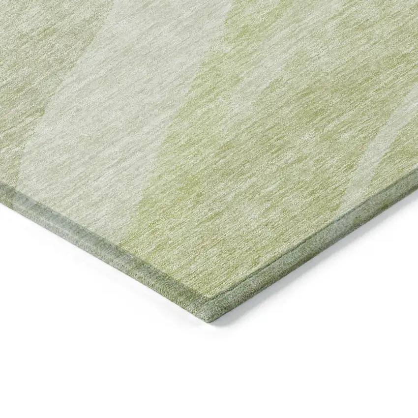 Artichoke Green And Ivory Abstract Washable Indoor Outdoor Area Rug Photo 4