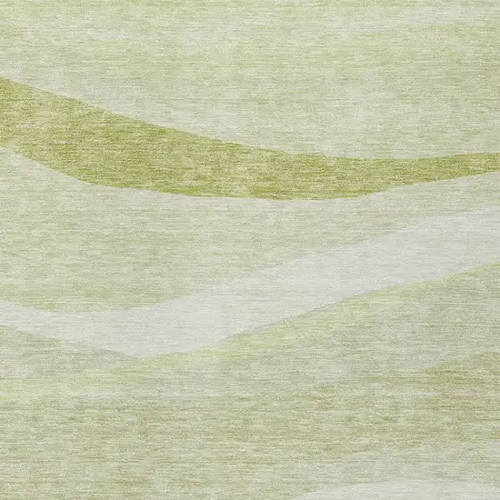 Artichoke Green And Ivory Abstract Washable Indoor Outdoor Area Rug Photo 5