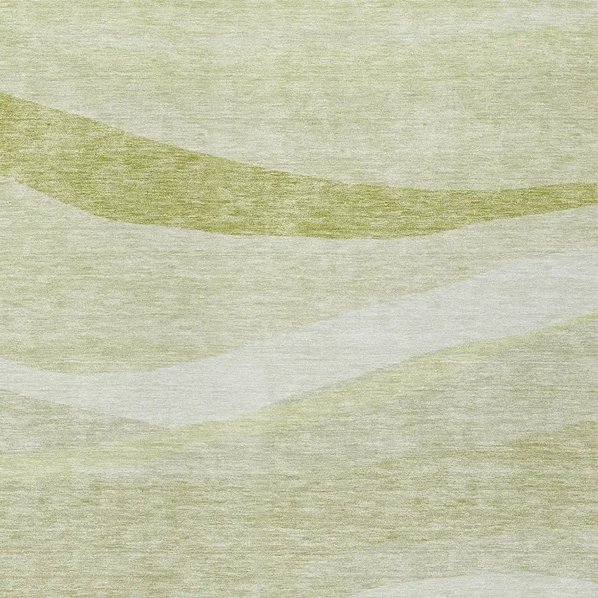 Artichoke Green And Ivory Abstract Washable Indoor Outdoor Area Rug Photo 5
