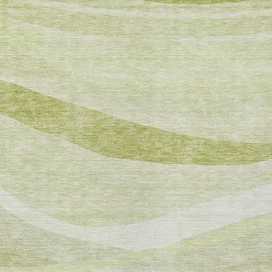Artichoke Green And Ivory Abstract Washable Indoor Outdoor Area Rug Photo 5