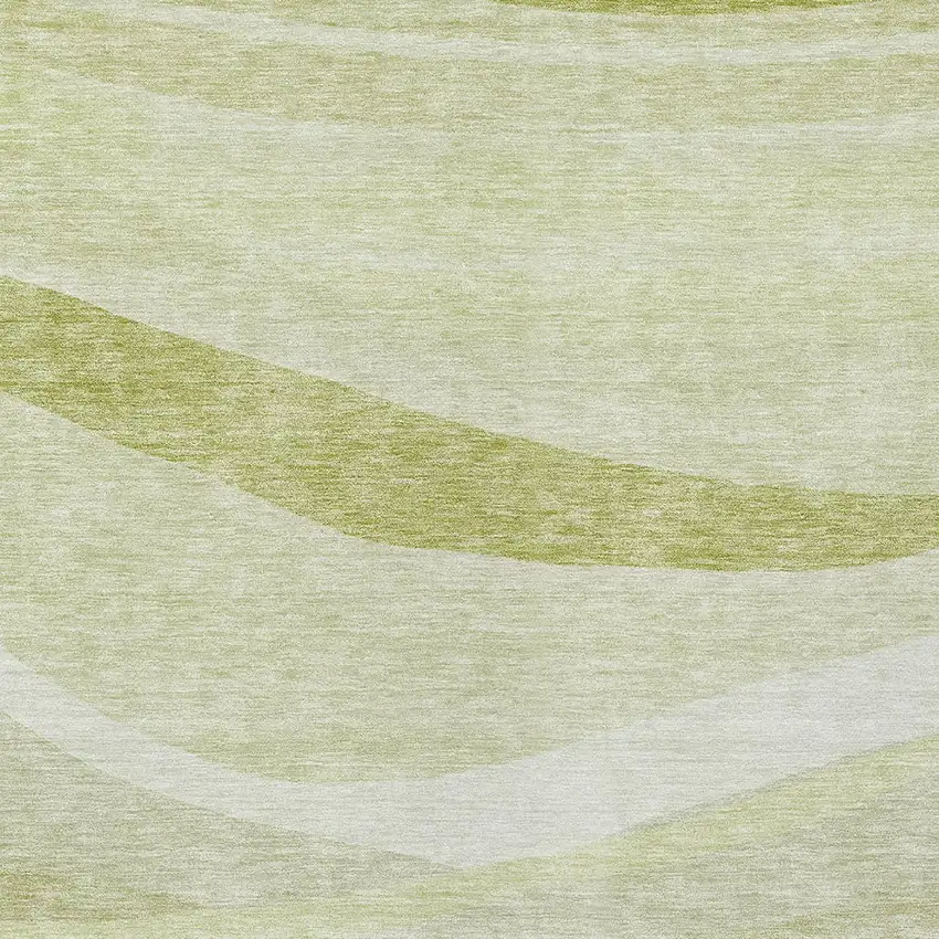 Artichoke Green And Ivory Abstract Washable Indoor Outdoor Area Rug Photo 5