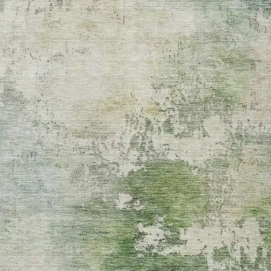 Artichoke Green And Ivory Abstract Washable Indoor Outdoor Area Rug Photo 6