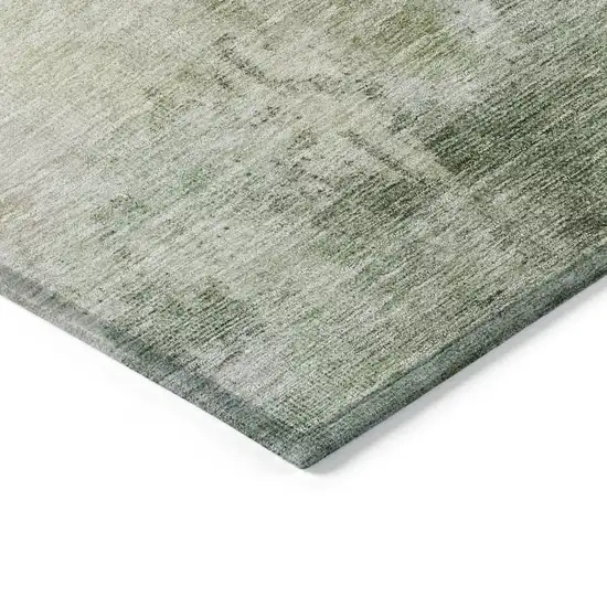 Artichoke Green And Ivory Abstract Washable Indoor Outdoor Area Rug Photo 5