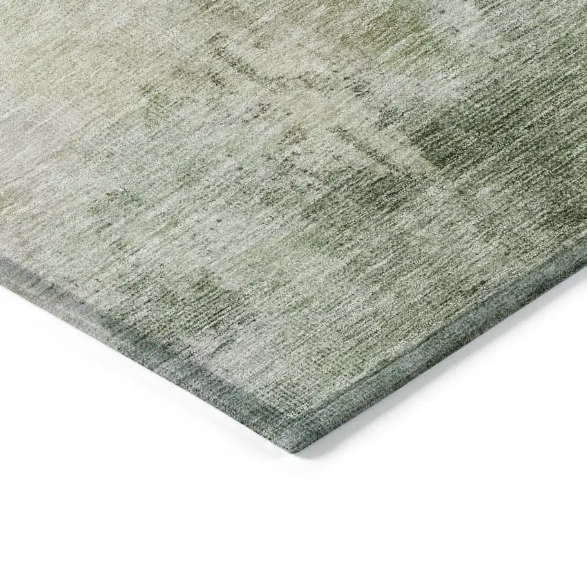 Artichoke Green And Ivory Abstract Washable Indoor Outdoor Area Rug Photo 5