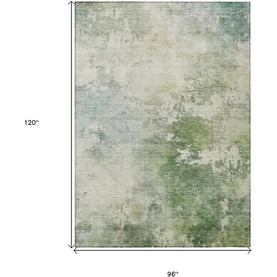 Artichoke Green And Ivory Abstract Washable Indoor Outdoor Area Rug Photo 3