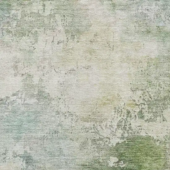 Artichoke Green And Ivory Abstract Washable Indoor Outdoor Area Rug Photo 6