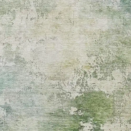 Artichoke Green And Ivory Abstract Washable Indoor Outdoor Area Rug Photo 6