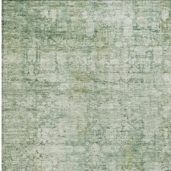 Artichoke Green And Ivory Abstract Washable Indoor Outdoor Area Rug Photo 6