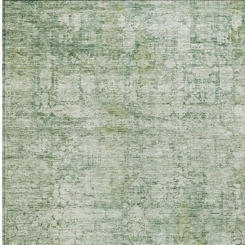Artichoke Green And Ivory Abstract Washable Indoor Outdoor Area Rug Photo 6