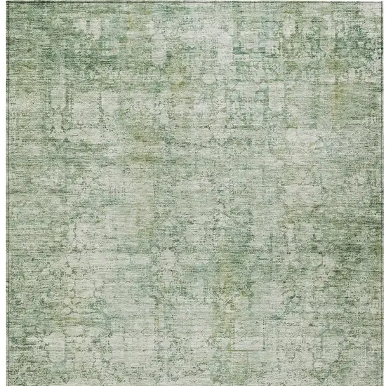 Artichoke Green And Ivory Abstract Washable Indoor Outdoor Area Rug Photo 7