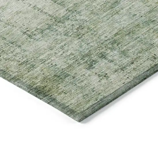 Artichoke Green And Ivory Abstract Washable Indoor Outdoor Area Rug Photo 8