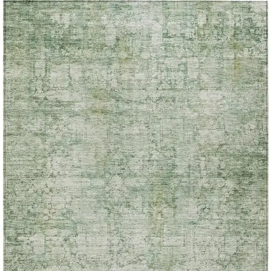 Artichoke Green And Ivory Abstract Washable Indoor Outdoor Area Rug Photo 4