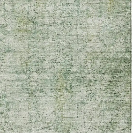 Artichoke Green And Ivory Abstract Washable Indoor Outdoor Area Rug Photo 9