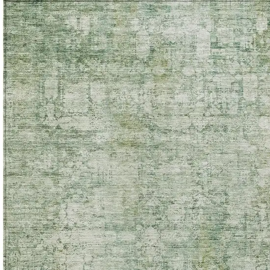 Artichoke Green And Ivory Abstract Washable Indoor Outdoor Area Rug Photo 4