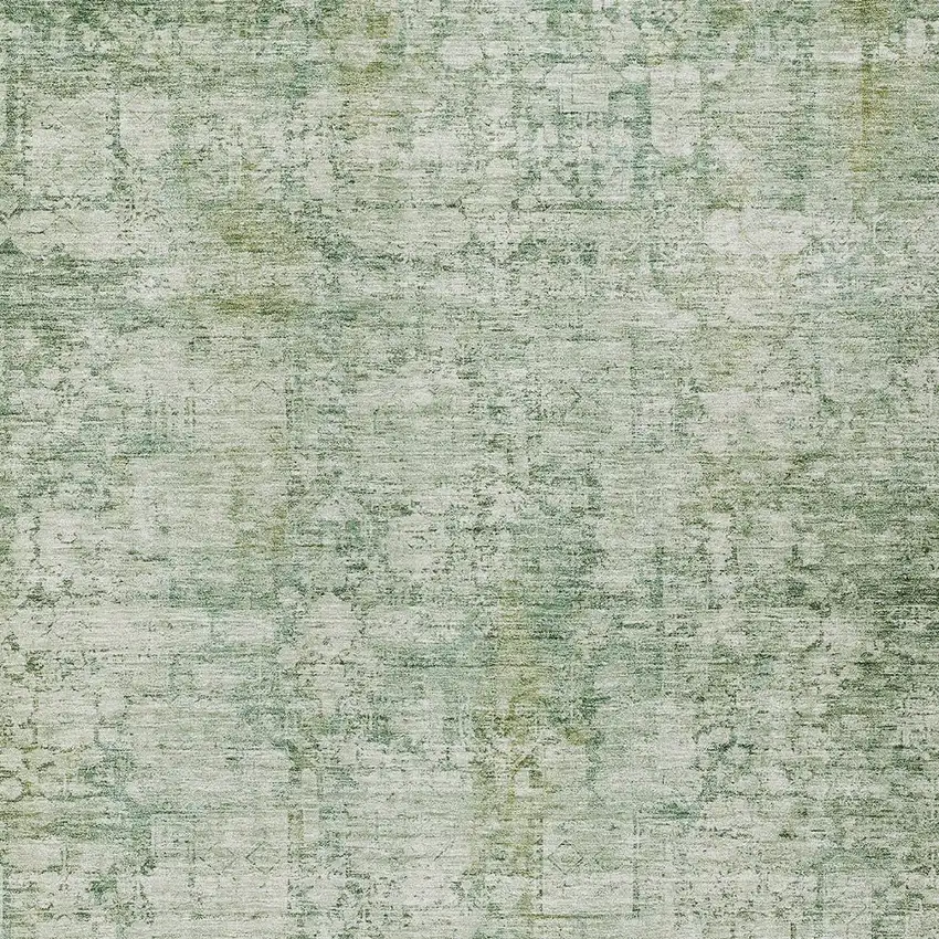 Artichoke Green And Ivory Abstract Washable Indoor Outdoor Area Rug Photo 9