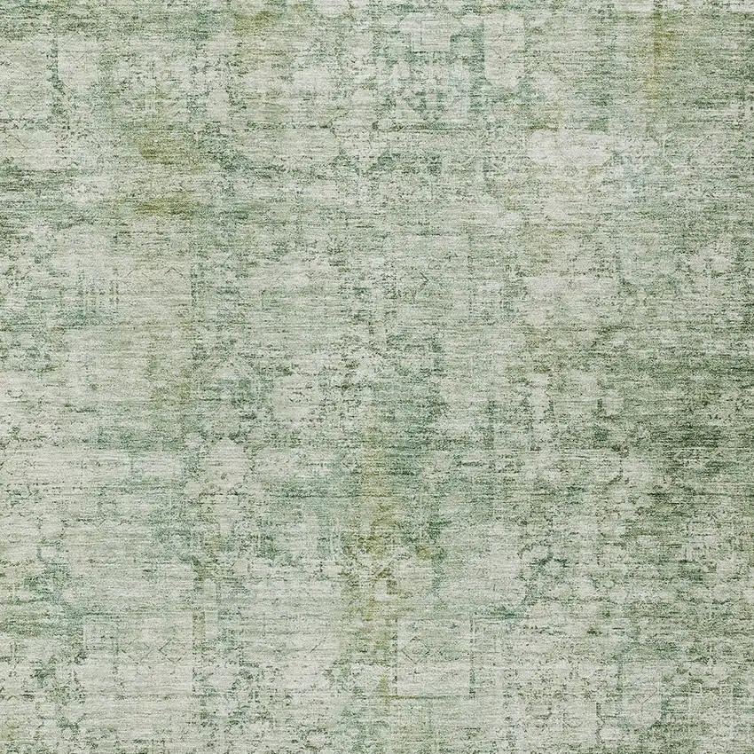 Artichoke Green And Ivory Abstract Washable Indoor Outdoor Area Rug Photo 9