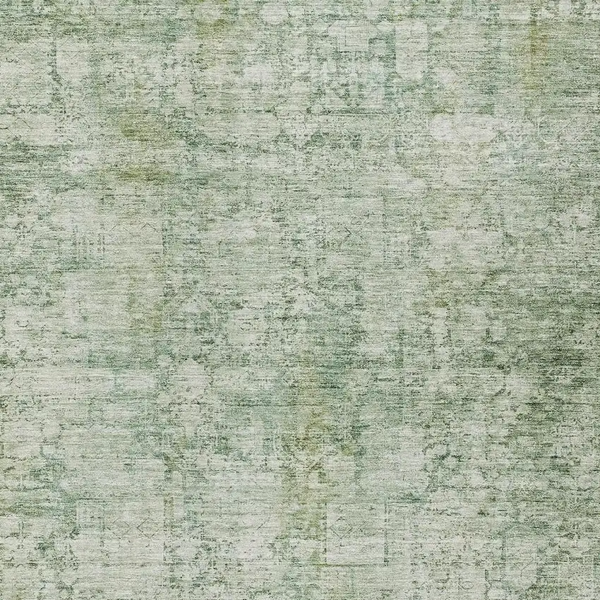 Artichoke Green And Ivory Abstract Washable Indoor Outdoor Area Rug Photo 4