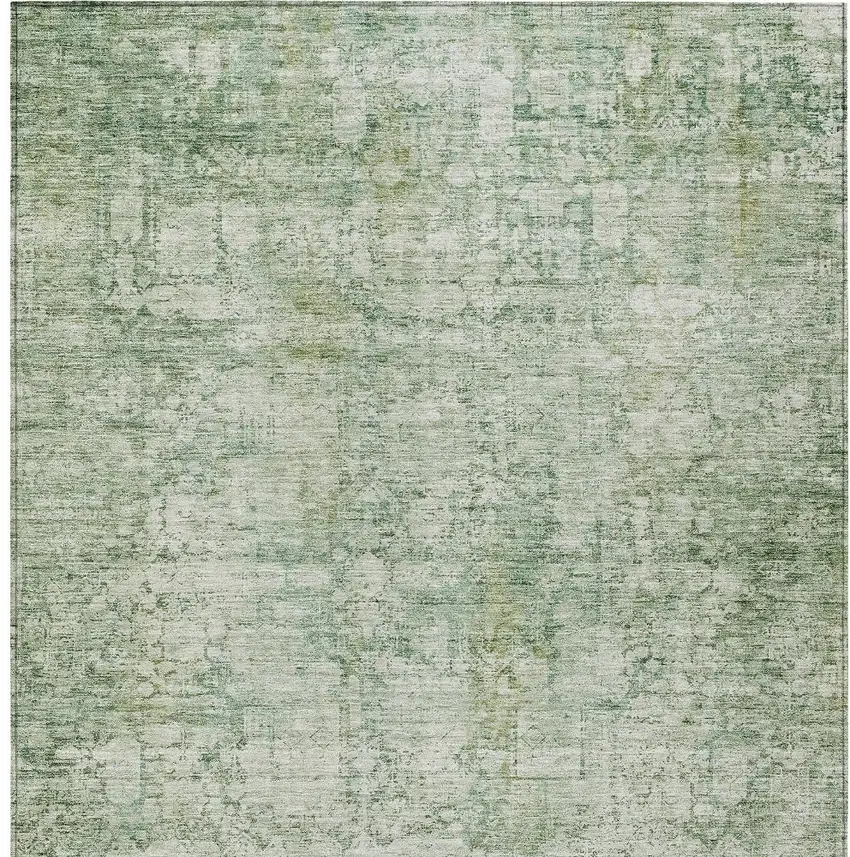 Artichoke Green And Ivory Abstract Washable Indoor Outdoor Area Rug Photo 6