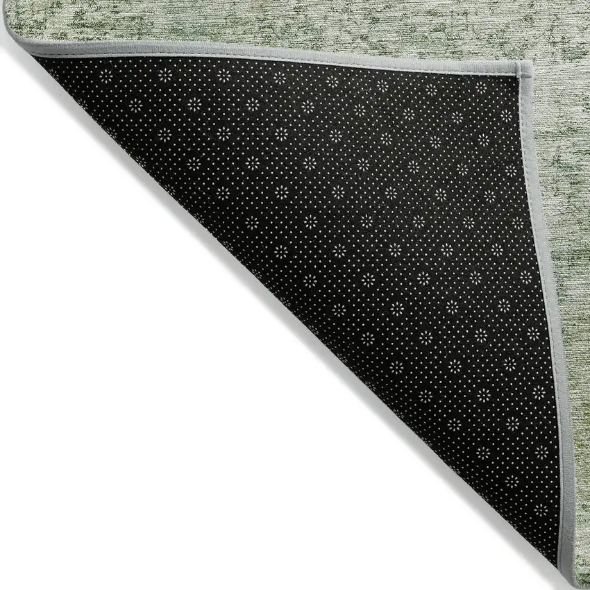 Artichoke Green And Ivory Abstract Washable Indoor Outdoor Area Rug Photo 7