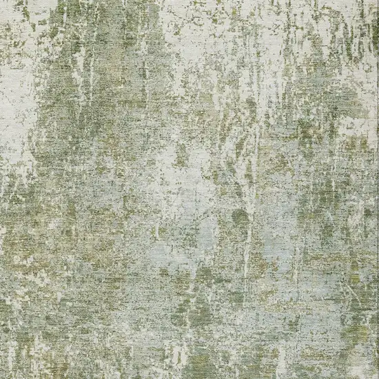 Artichoke Green And Ivory Abstract Washable Indoor Outdoor Area Rug Photo 7