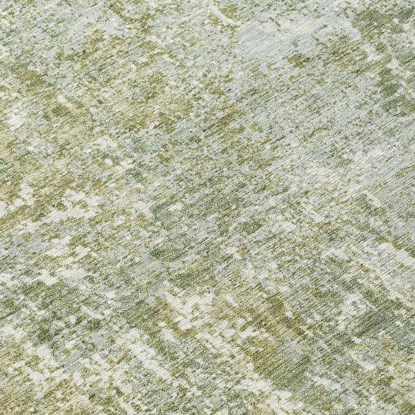 Artichoke Green And Ivory Abstract Washable Indoor Outdoor Area Rug Photo 1