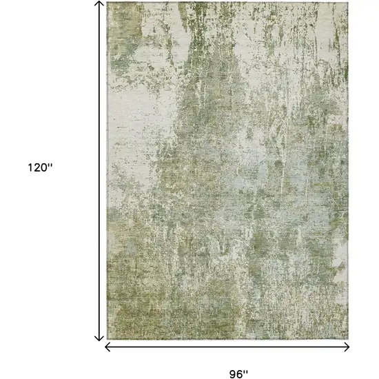 Artichoke Green And Ivory Abstract Washable Indoor Outdoor Area Rug Photo 9