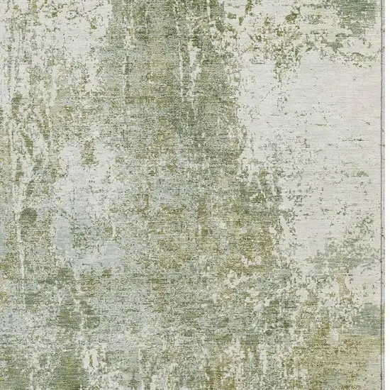 Artichoke Green And Ivory Abstract Washable Indoor Outdoor Area Rug Photo 3