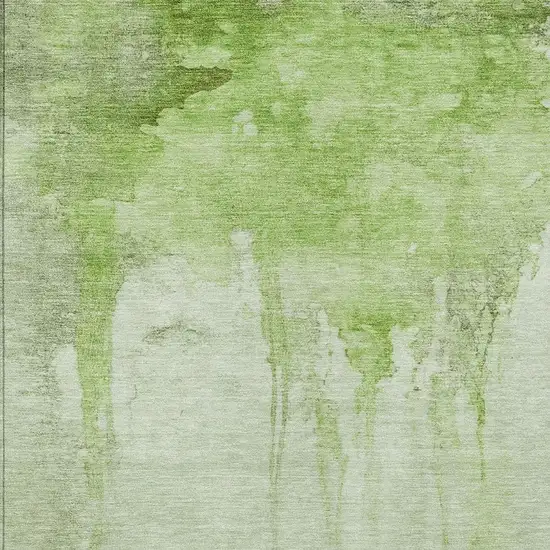 Artichoke Green And Ivory Abstract Washable Indoor Outdoor Area Rug Photo 4