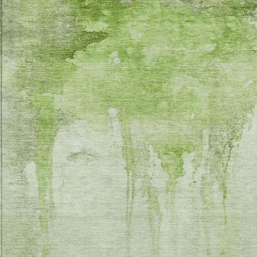 Artichoke Green And Ivory Abstract Washable Indoor Outdoor Area Rug Photo 4