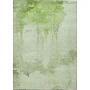 Photo of Artichoke Green And Ivory Abstract Washable Indoor Outdoor Area Rug