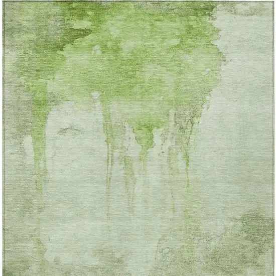 Artichoke Green And Ivory Abstract Washable Indoor Outdoor Area Rug Photo 4