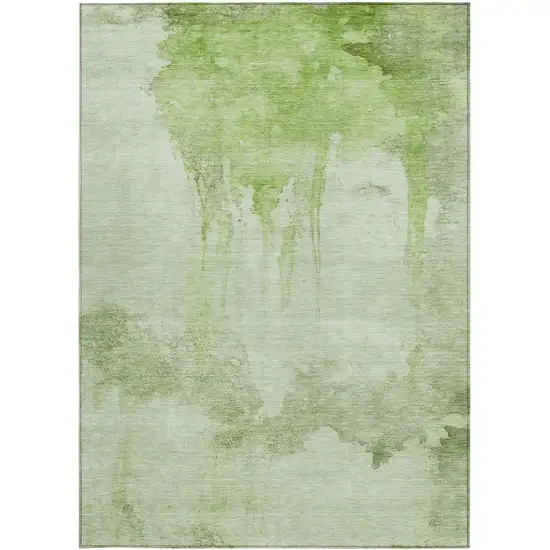 Artichoke Green And Ivory Abstract Washable Indoor Outdoor Area Rug Photo 4