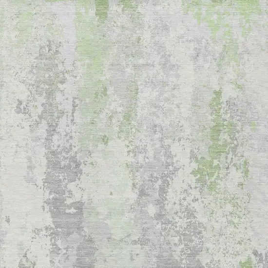 Artichoke Green And Ivory Abstract Washable Indoor Outdoor Area Rug Photo 4