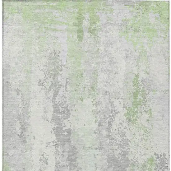 Artichoke Green And Ivory Abstract Washable Indoor Outdoor Area Rug Photo 3