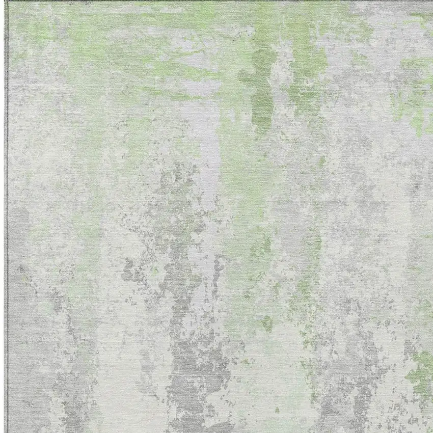 Artichoke Green And Ivory Abstract Washable Indoor Outdoor Area Rug Photo 3