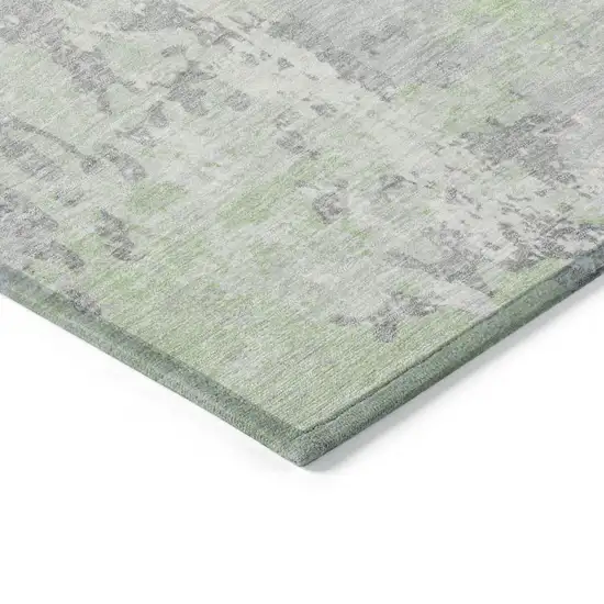 Artichoke Green And Ivory Abstract Washable Indoor Outdoor Area Rug Photo 9