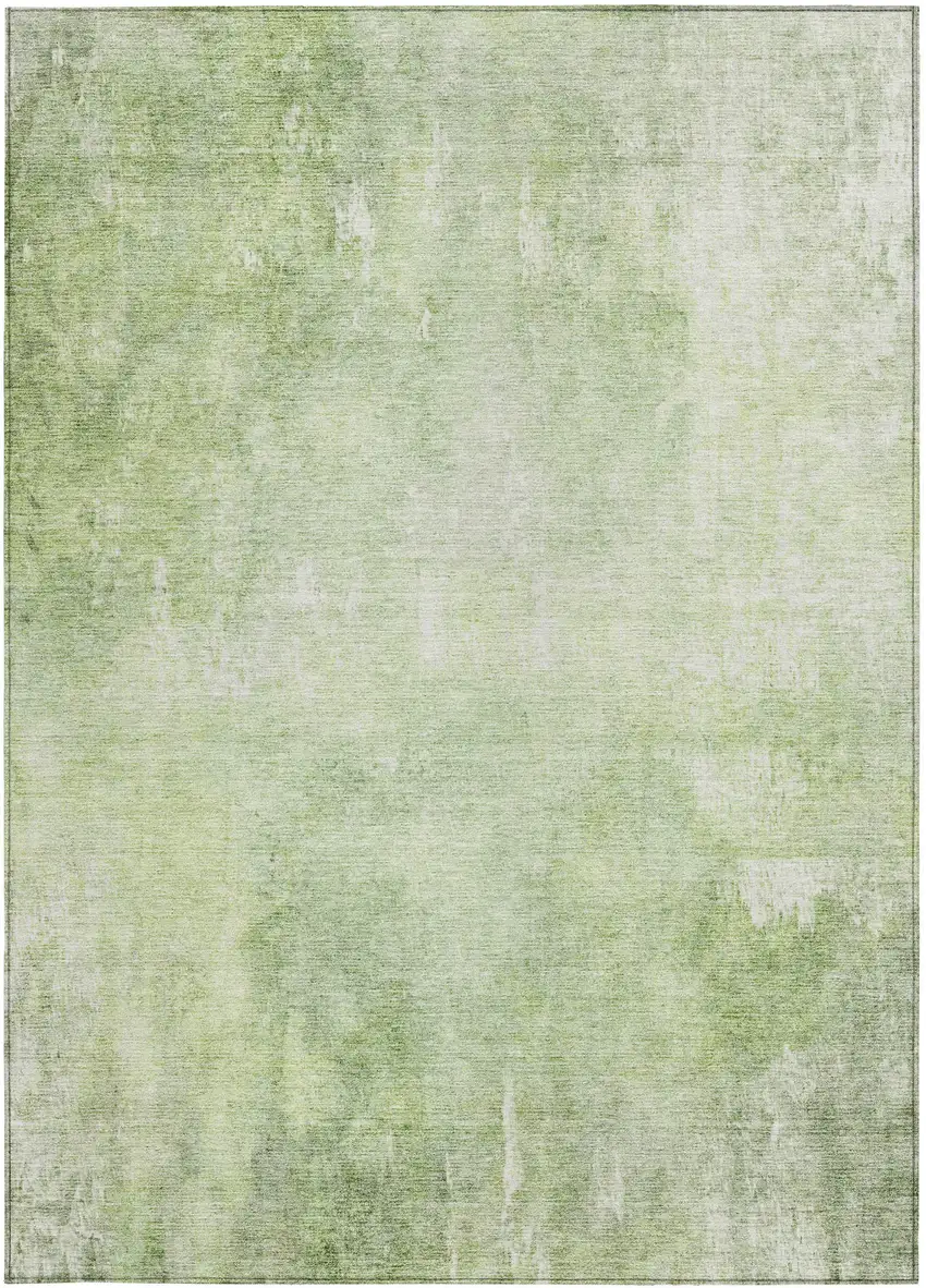 Artichoke Green And Ivory Abstract Washable Indoor Outdoor Area Rug Photo 3