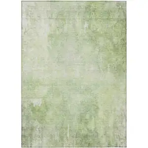 Photo of Artichoke Green And Ivory Abstract Washable Indoor Outdoor Area Rug