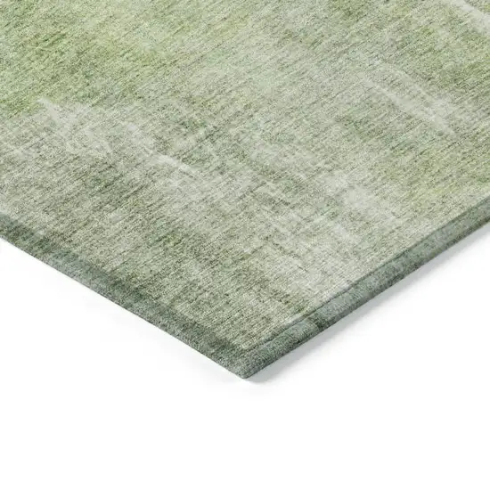 Artichoke Green And Ivory Abstract Washable Indoor Outdoor Area Rug Photo 9