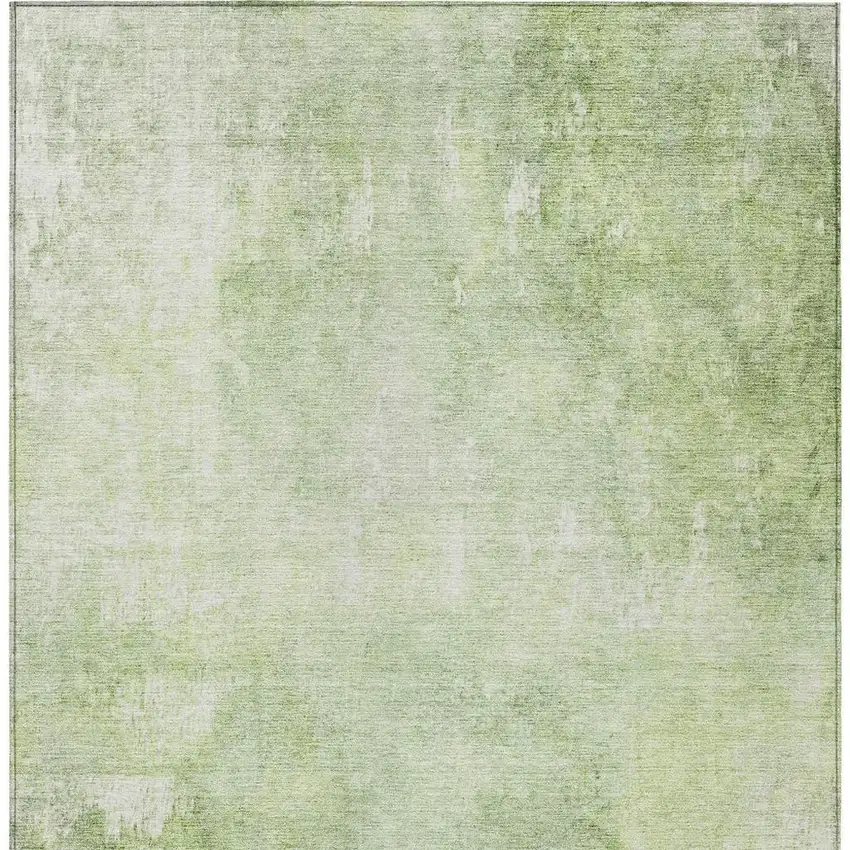 Artichoke Green And Ivory Abstract Washable Indoor Outdoor Area Rug Photo 4