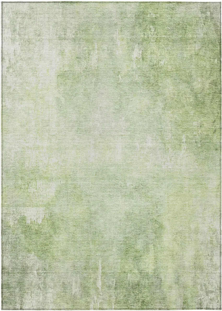 Artichoke Green And Ivory Abstract Washable Indoor Outdoor Area Rug Photo 1