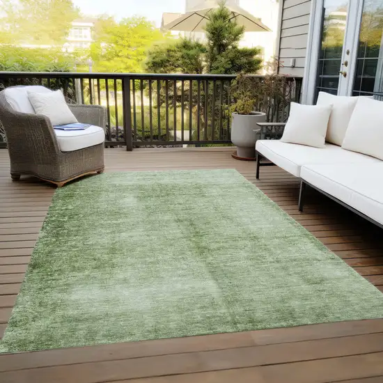 Artichoke Green And Ivory Abstract Washable Indoor Outdoor Area Rug Photo 7