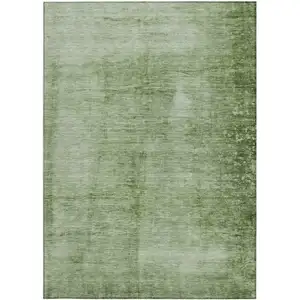 Photo of Artichoke Green And Ivory Abstract Washable Indoor Outdoor Area Rug