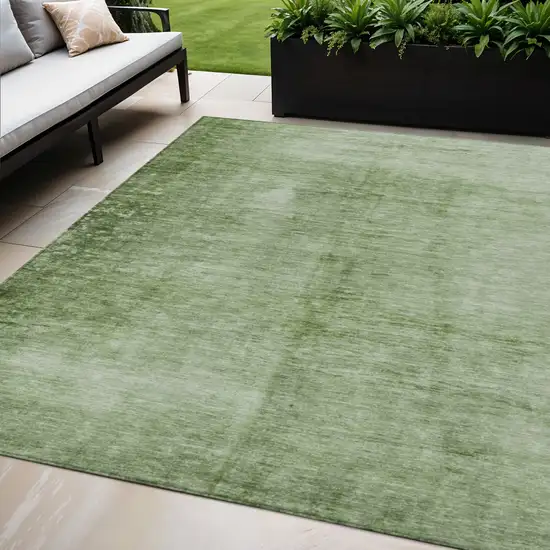 Artichoke Green And Ivory Abstract Washable Indoor Outdoor Area Rug Photo 2