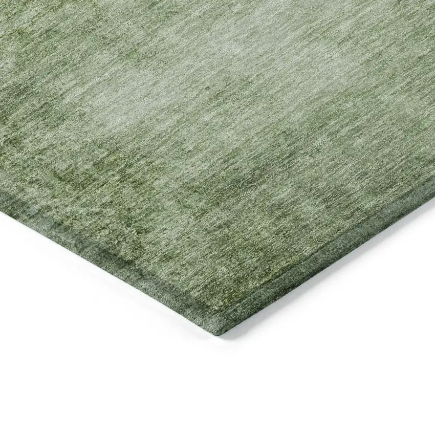 Artichoke Green And Ivory Abstract Washable Indoor Outdoor Area Rug Photo 9