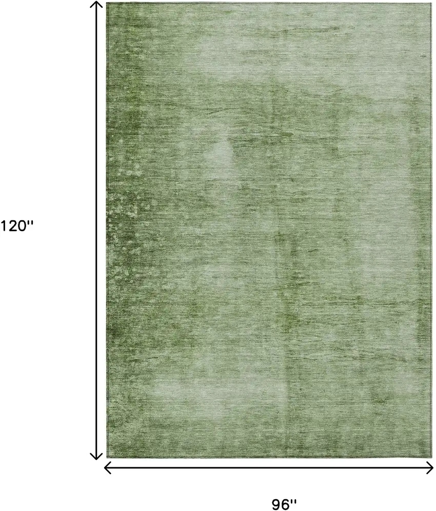 Artichoke Green And Ivory Abstract Washable Indoor Outdoor Area Rug Photo 8