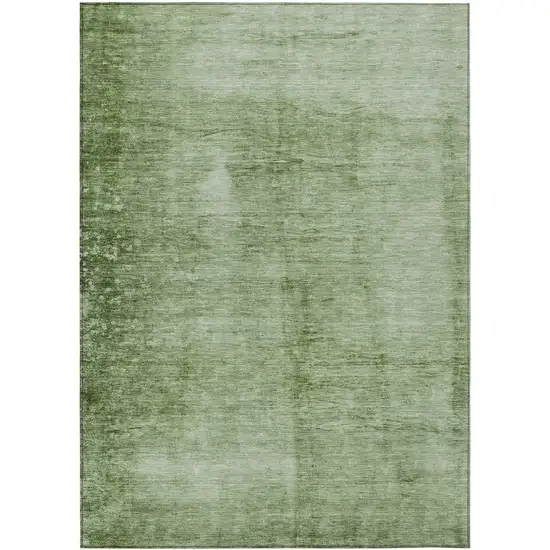 Artichoke Green And Ivory Abstract Washable Indoor Outdoor Area Rug Photo 8