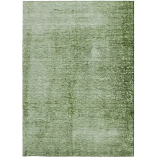 Artichoke Green And Ivory Abstract Washable Indoor Outdoor Area Rug Photo 1